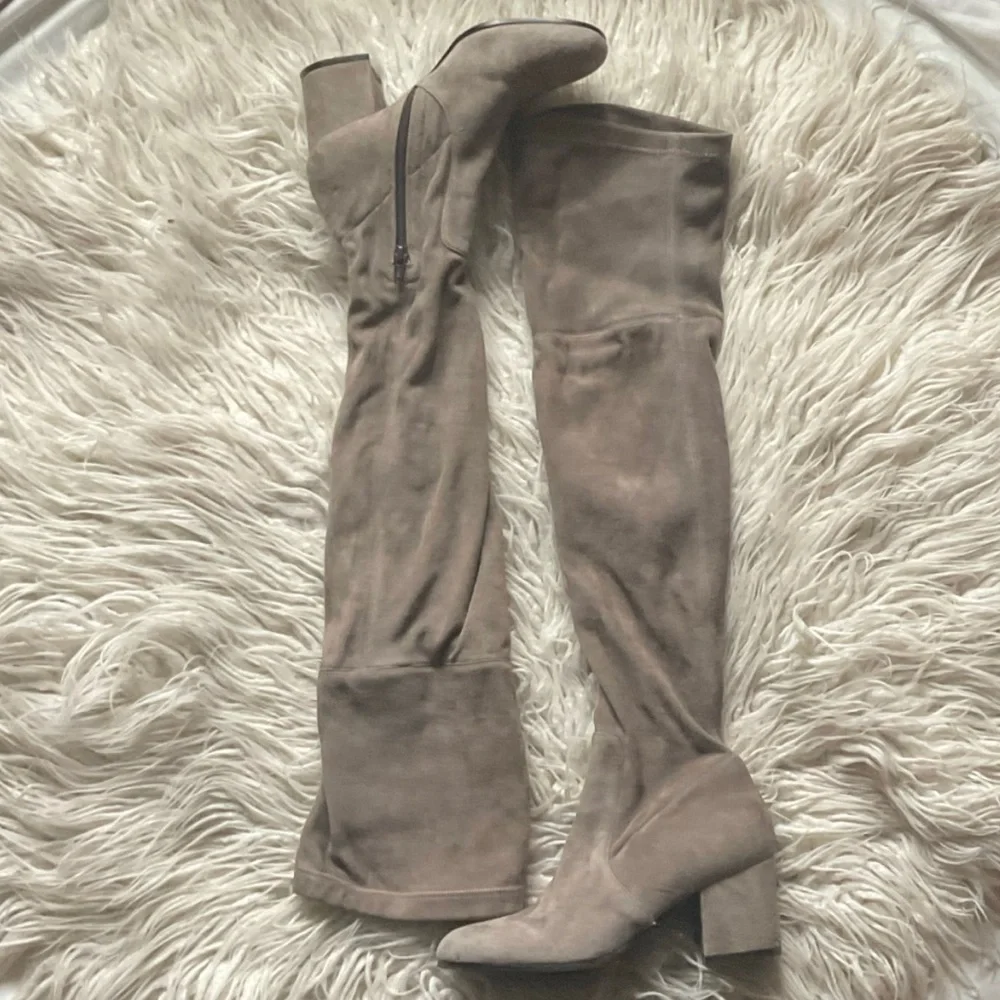Via Roma 15 Gray Suede Leather Over The Knee Thigh High Heel Boots NWT Size 36.5
